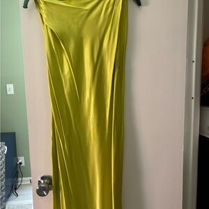 Zara NWT Lime Green Satin Dress size Small